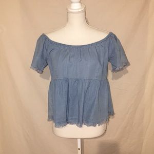 DENIM OFF THE SHOULDER TOP